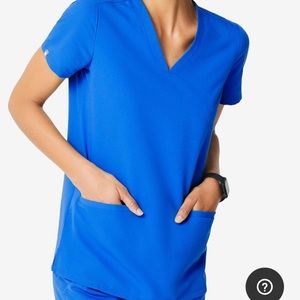 FIGS Casma three- pocket scrub top royal blue
